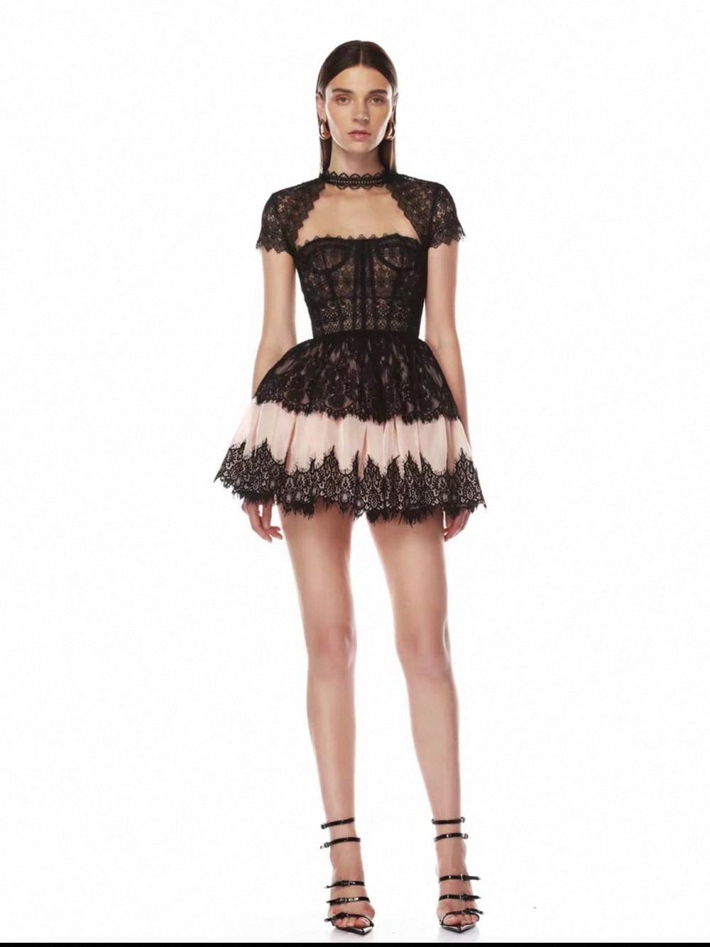 Bronx and Banco Black Lace Mini with Blush Underlayer